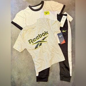 Reebok Heather Gray Tee and Black Joggers Set